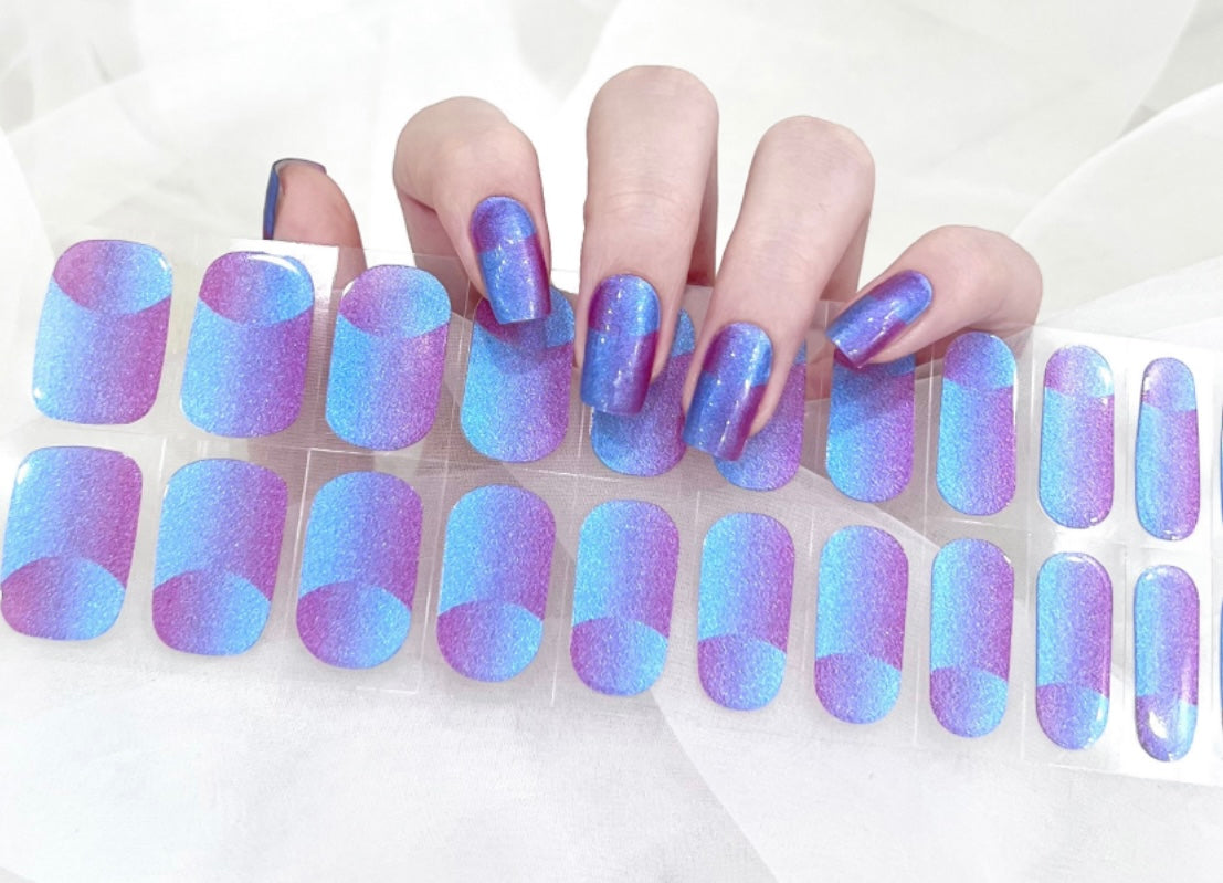 2029 blue flip effect Gel 2.0 22 strips - No Lamp Needed Gel Wraps