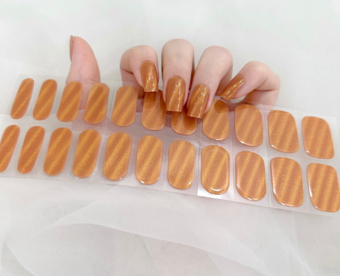 2039 cat eye golden Gel 2.0 22 strips - No Lamp Needed Gel Wraps